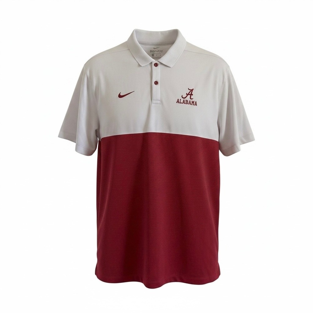 Nike Dri-Fit Golf Polo Shirt Alabama Crimson Tide Mens XL Red White Colorblock